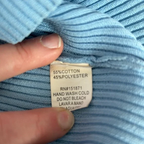 Roma Light Blue Ribbed Crop Top - Picture 5 of 5